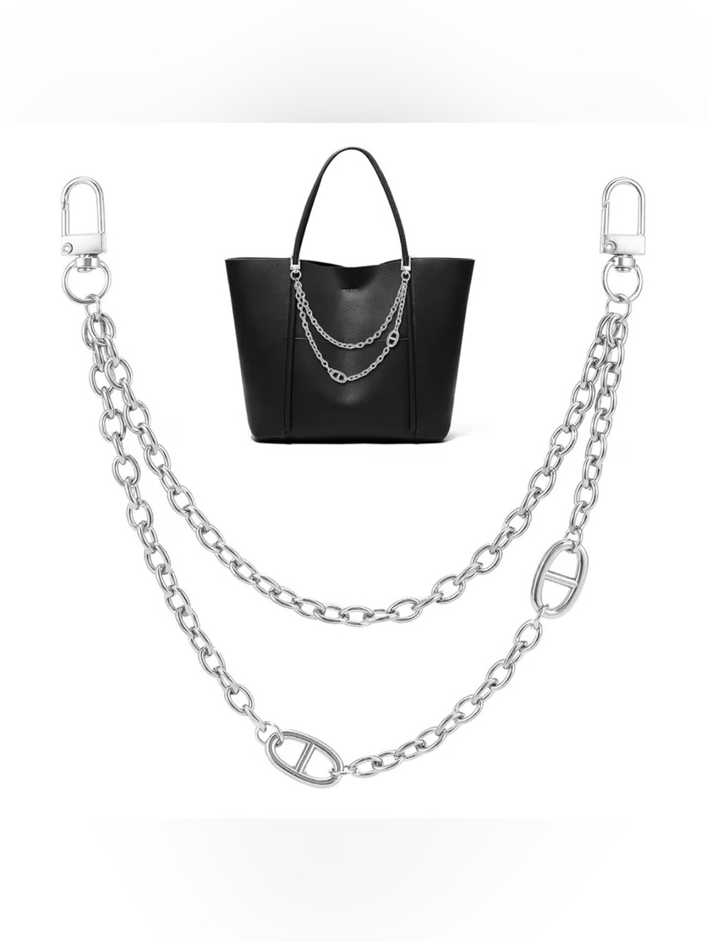 Silver Women's Designer Inspired Layered Purse Chain Bag Charm